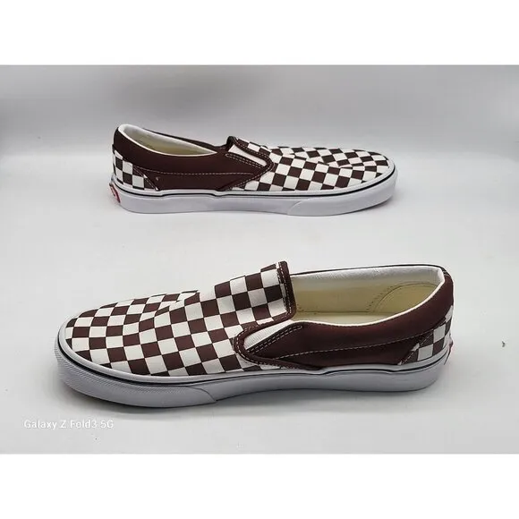 Vans Classic Slip On Shoes Size 10 Brown White Checkered