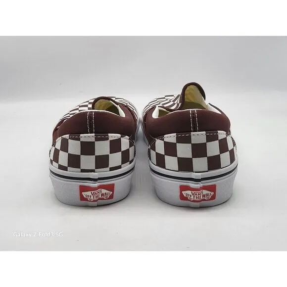 Vans Classic Slip On Shoes Size 10 Brown White Checkered