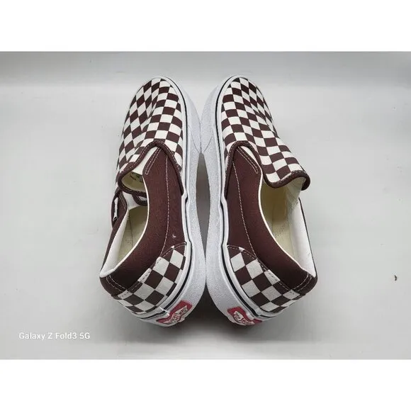 Vans Classic Slip On Shoes Size 10 Brown White Checkered