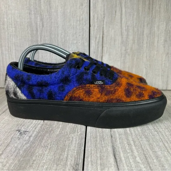 Vans Era Platform Mix Leopard Chunky Sneaker  Shoes Blue Orange Womens Size 9.5