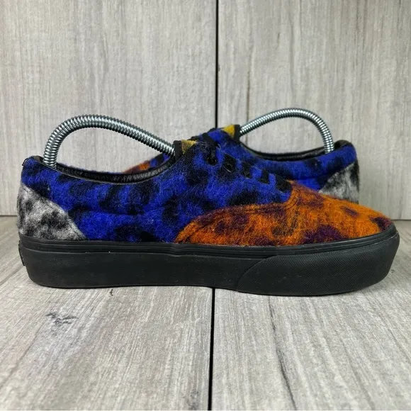 Vans Era Platform Mix Leopard Chunky Sneaker  Shoes Blue Orange Womens Size 9.5