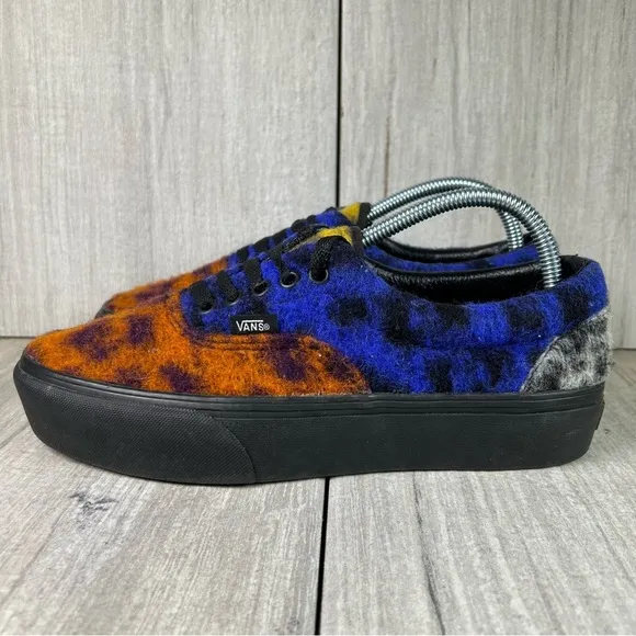 Vans Era Platform Mix Leopard Chunky Sneaker  Shoes Blue Orange Womens Size 9.5