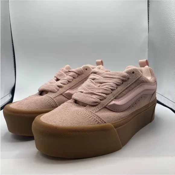 Vans Knu Stack 'Pink Gum' Fat Puffy Tongue Skater Suede Shoes Sneakers Sz 8