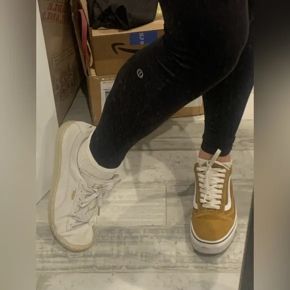 Vans Off The Wall Old Skool Yellow Suede Classic Shoes Sneakers Women