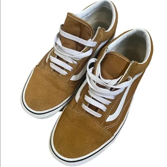 Vans Off The Wall Old Skool Yellow Suede Classic Shoes Sneakers Women