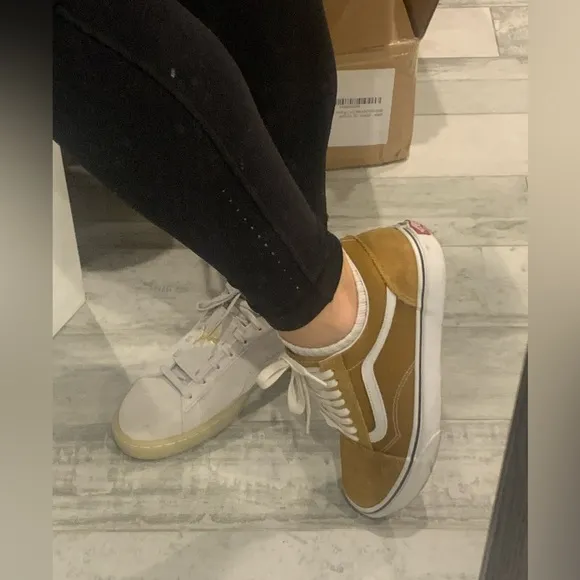 Vans Off The Wall Old Skool Yellow Suede Classic Shoes Sneakers Women