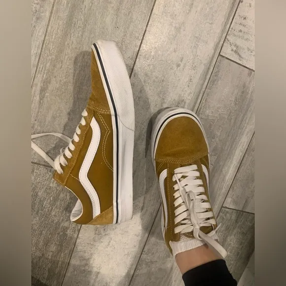 Vans Off The Wall Old Skool Yellow Suede Classic Shoes Sneakers Women