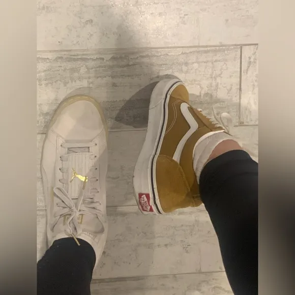 Vans Off The Wall Old Skool Yellow Suede Classic Shoes Sneakers Women