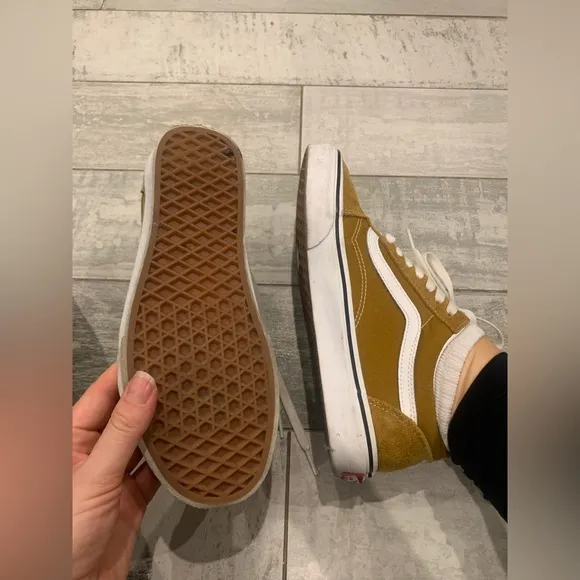 Vans Off The Wall Old Skool Yellow Suede Classic Shoes Sneakers Women