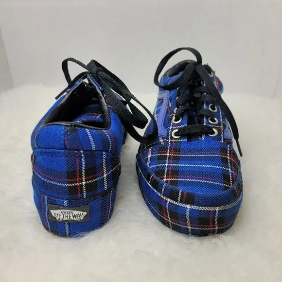 Vans Old Skool Platform Patent Plaid Blue Black Limoges Sneaker Shoes Size 6.5