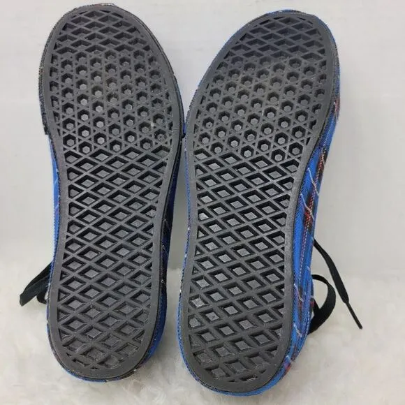 Vans Old Skool Platform Patent Plaid Blue Black Limoges Sneaker Shoes Size 6.5