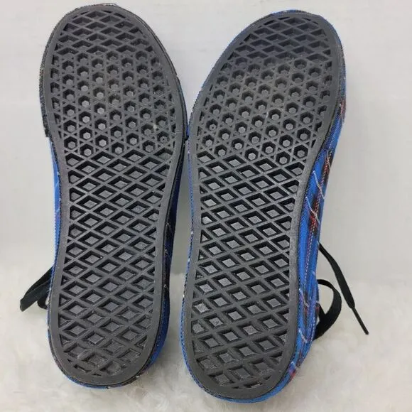 Vans Old Skool Platform Patent Plaid Blue Black Limoges Sneaker Shoes Size 6.5