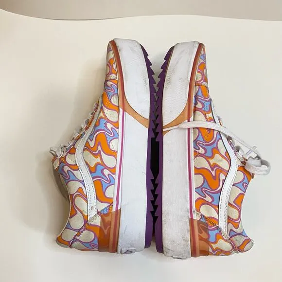 Vans Old Skool Sneakers Stacked UV Peace 70s Platform Shoes Orange White Purple