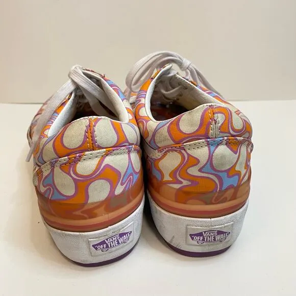 Vans Old Skool Sneakers Stacked UV Peace 70s Platform Shoes Orange White Purple