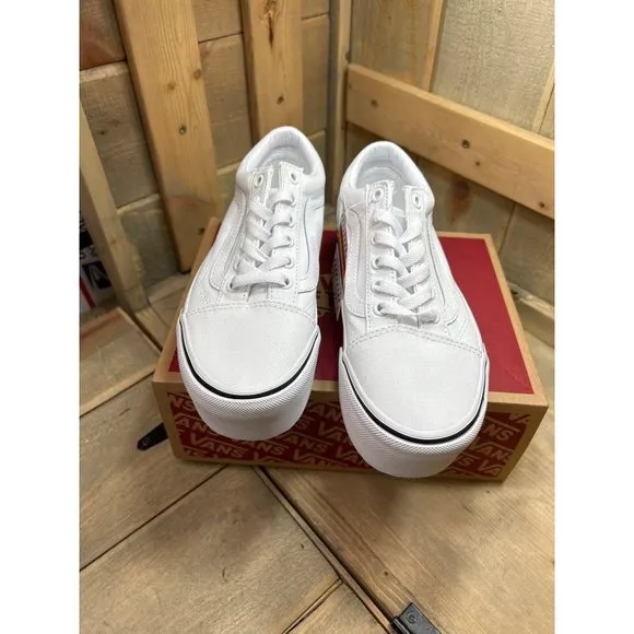 Vans Old Skool Stac PRIDE Rainbow White Stacked Sneakers Shoes Unisex W 6.5 M 5