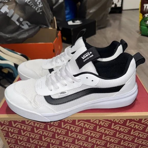 Vans Range EXP Mens Size 11 White Black Athletic Casual Shoes Sneakers 500264