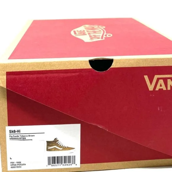 VANS Sk8-Hi Shoes Suede Tobacco Brown Casual Sneakers Men's Size VN0005U9TBN