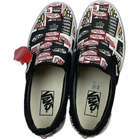 Vans Unisex Classic Labell Mix Black/Multicolor Slip On Shoes - Size 8.5m/10w