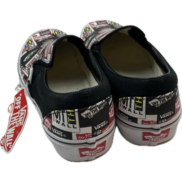 Vans Unisex Classic Labell Mix Black/Multicolor Slip On Shoes - Size 8.5m/10w