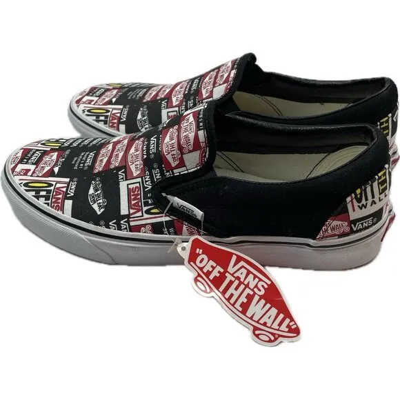 Vans Unisex Classic Labell Mix Black/Multicolor Slip On Shoes - Size 8.5m/10w
