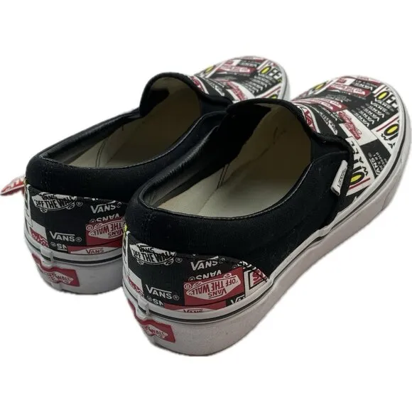 Vans Unisex Classic Labell Mix Black/Multicolor Slip On Shoes - Size 8.5m/10w