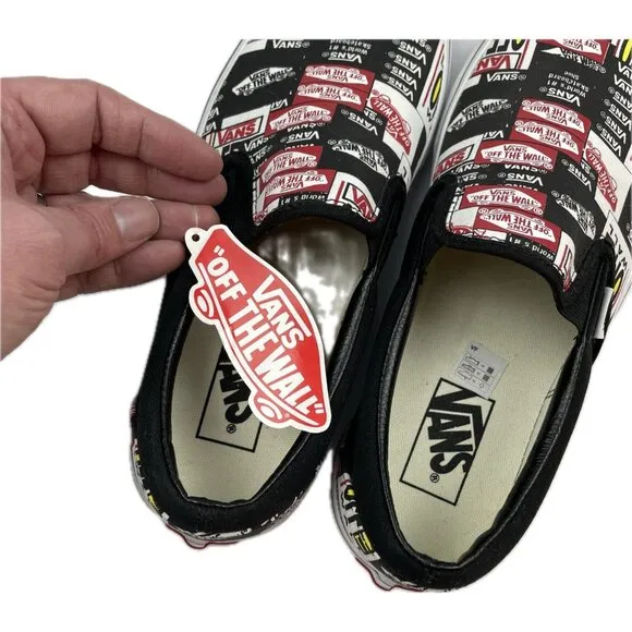 Vans Unisex Classic Labell Mix Black/Multicolor Slip On Shoes - Size 8.5m/10w