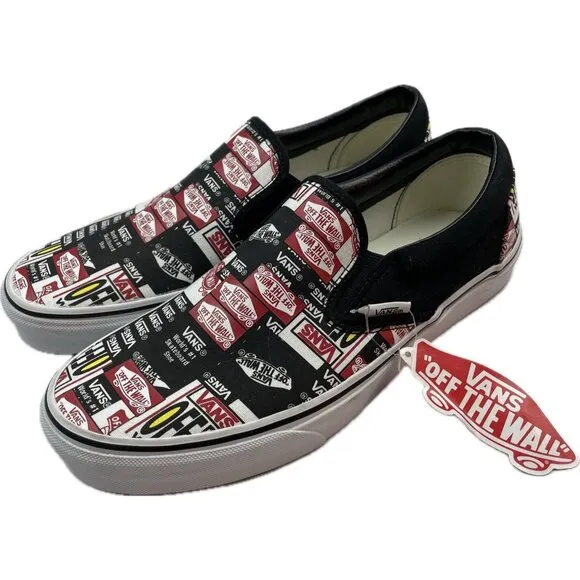 Vans Unisex Classic Labell Mix Black/Multicolor Slip On Shoes - Size 8.5m/10w
