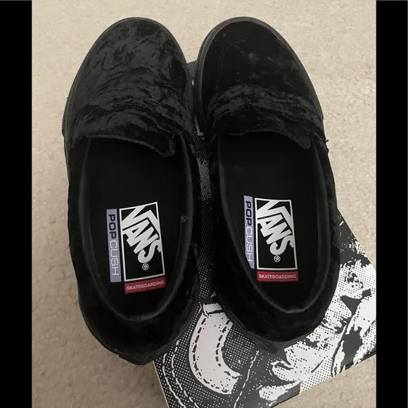 Vans velvet slip ons!