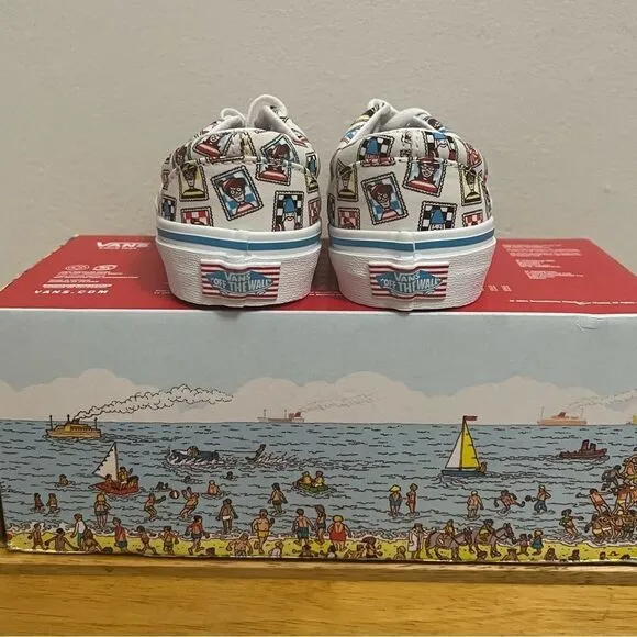VANS Wheres Waldo? Sneakers Lt Ed Kids Sz 1 Skatecore Indie Sleeze Retro Sporty
