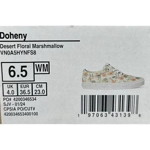 Vans Womens Doheny Desert Floral Multicolor Canvas Skate Shoes-Asst Size 6.5 NWB