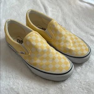 Vans Yellow Checkered Slip-On Shoes
