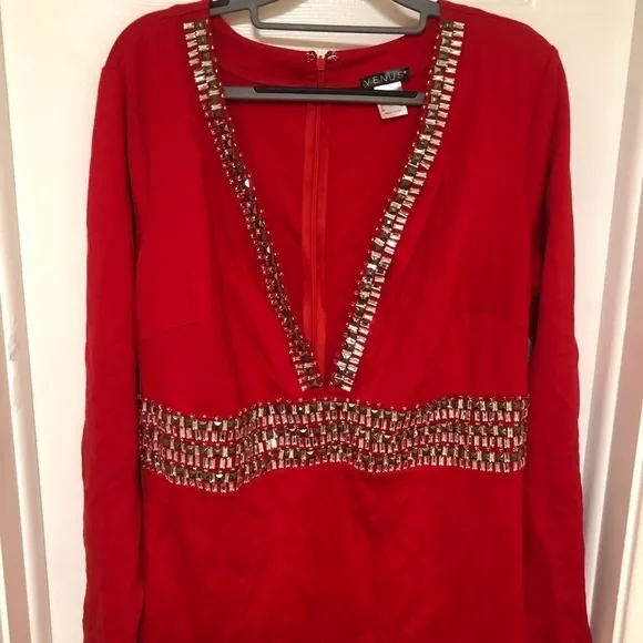💃🏻🔥VENUS Red Plunging Embellished Dress🔥💃🏻