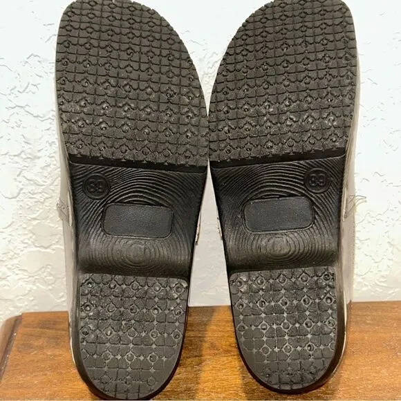VERKA Jobba Gray Stone Swedish Slip On Wooden Patent Leather Chunky Clog Shoes
