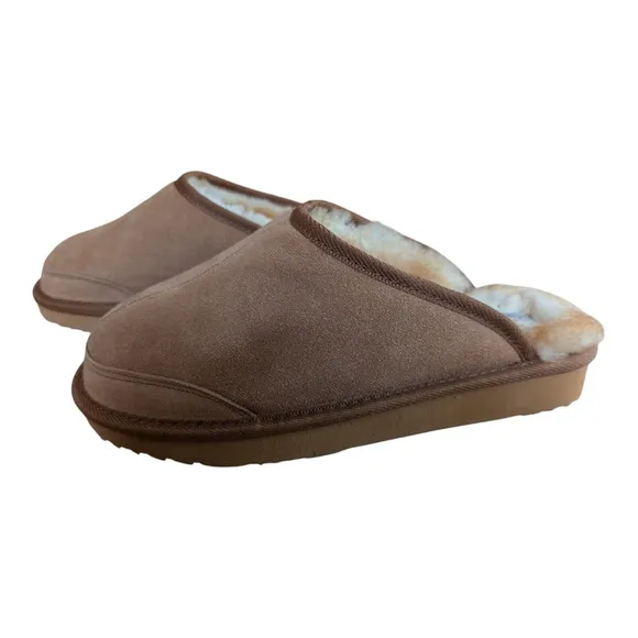Vermont Country Store Men's 9 Women's 11 Sheepskin Scuffs Brown Shearling