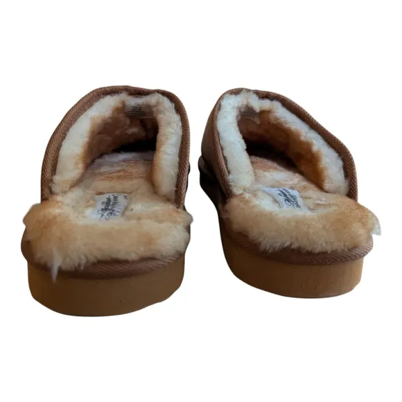 Vermont Country Store Men's 9 Women's 11 Sheepskin Scuffs Brown Shearling