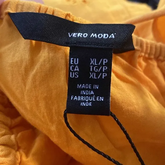 Vero Moda Vmmaja Mini Dress‎ Eyelet Cross Back Women’s Radiant Yellow XXL NWT
