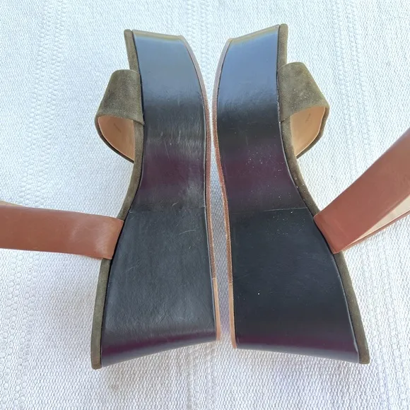 Veronica Beard Hurley Cross Ankle Strap Wedge Platform Sandals Size 7