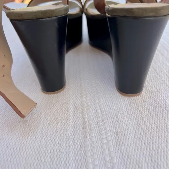 Veronica Beard Hurley Cross Ankle Strap Wedge Platform Sandals Size 7