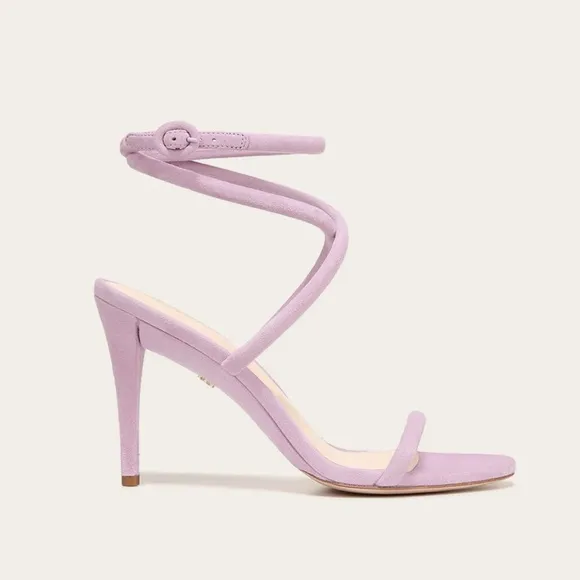 VERONICA BEARD MARCELINE purple Suede Crisscross ankle wrap strappy Sandal heels