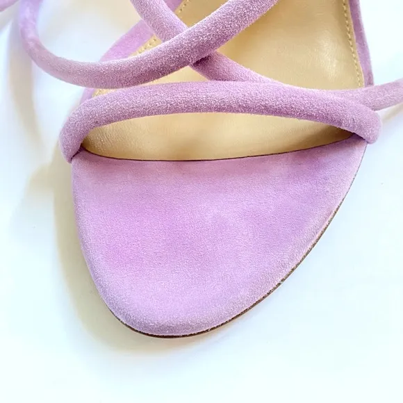 VERONICA BEARD MARCELINE purple Suede Crisscross ankle wrap strappy Sandal heels