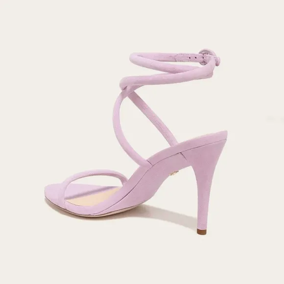 VERONICA BEARD MARCELINE purple Suede Crisscross ankle wrap strappy Sandal heels