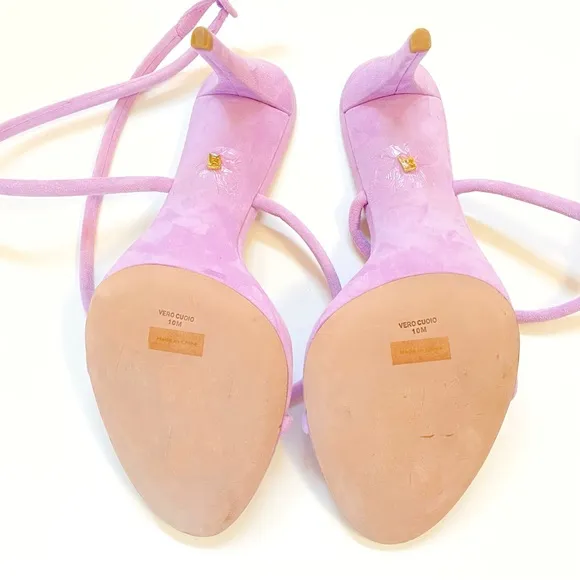 VERONICA BEARD MARCELINE purple Suede Crisscross ankle wrap strappy Sandal heels