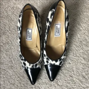 Versace zebra fur fabric pumps. 39.5