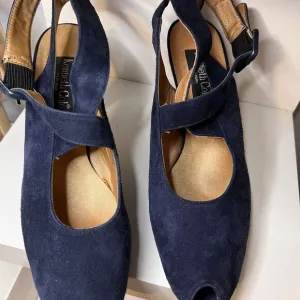 VGT Kenneth Cole Navy Blue Suede Peep-Toe Mary Jane‎ Pumps-Size 9.5