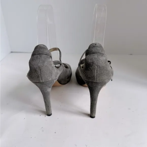 Via Spiga Heels Women 7 Neely Grey Suede Mary Jane Stiletto Platform Shoes