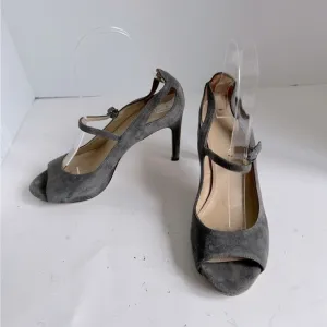 Via Spiga Heels Women 7 Neely Grey Suede Mary Jane Stiletto Platform Shoes