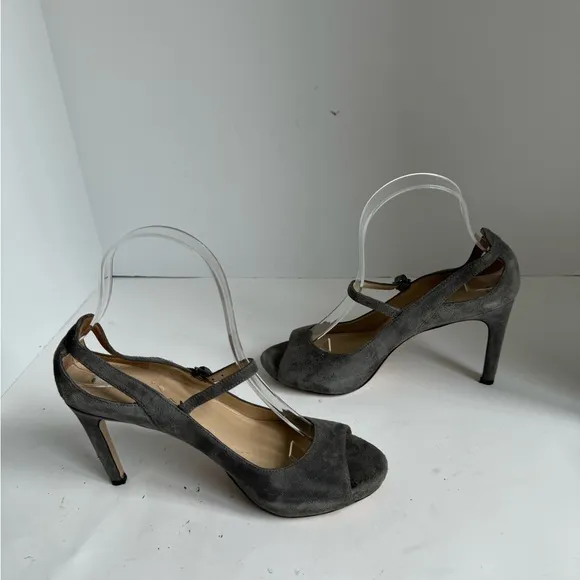 Via Spiga Heels Women 7 Neely Grey Suede Mary Jane Stiletto Platform Shoes