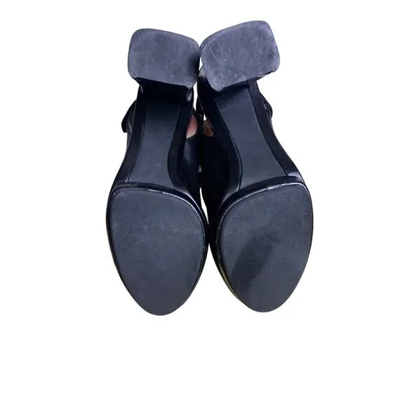 Via Spiga Lavina Black Leather Sling Back Peep Toe Platform Heels - size  7.5 A