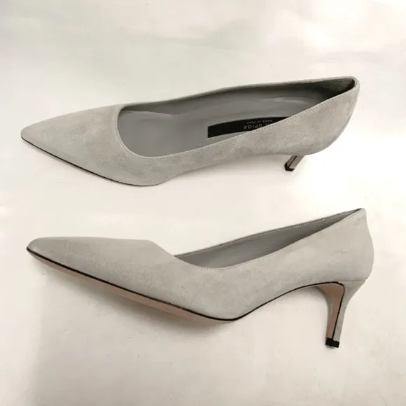 VIA SPIGA NIKOLE 55 LEATHER SUEDE GRAY PUMP HEELS
