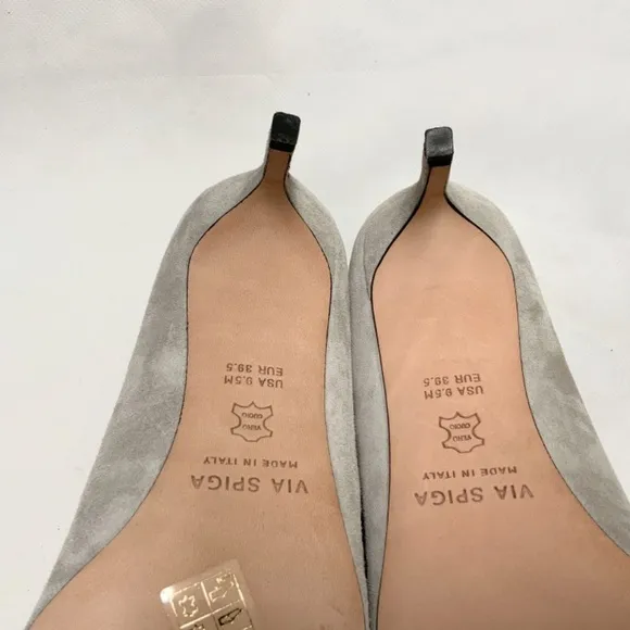 VIA SPIGA NIKOLE 55 LEATHER SUEDE GRAY PUMP HEELS